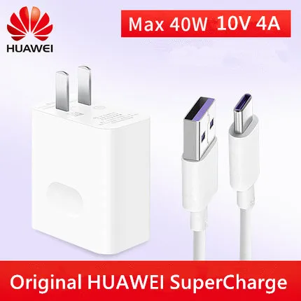 

Original 10V 4A HUAWEI 40W Charger SuperCharge Fast Charge for P10 p20 Mate 9 10 20 pro Honor note 10 V10 V20 RS X 100cm cable