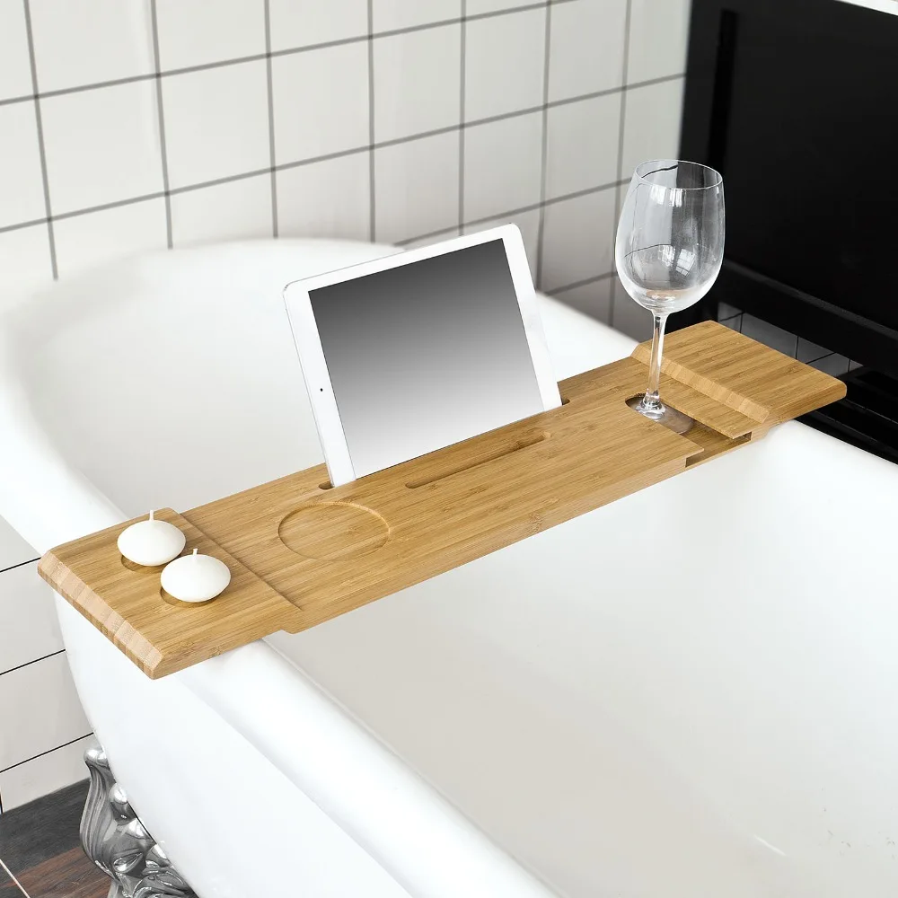 SoBuy FRG104 N, Bamboo Bathtub Rack, Bath Tub Shelf Tray with iPad