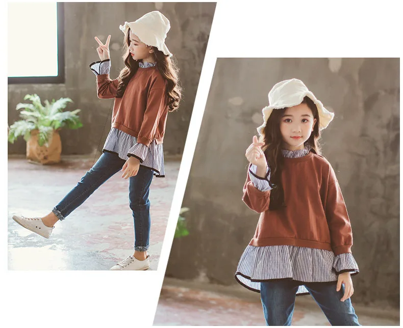toddler girl outfits 2018 striped patchwork t-shirt tops denim pants clothes kids 2 pcs autumn suits children outfits clothing (7)