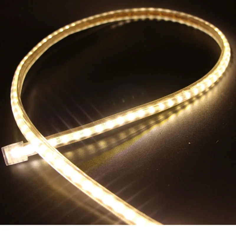 1 м 5 10 15 Светодиодная гибкая полоса света 220 В SMD 3014 120led/m теплый белый IP67