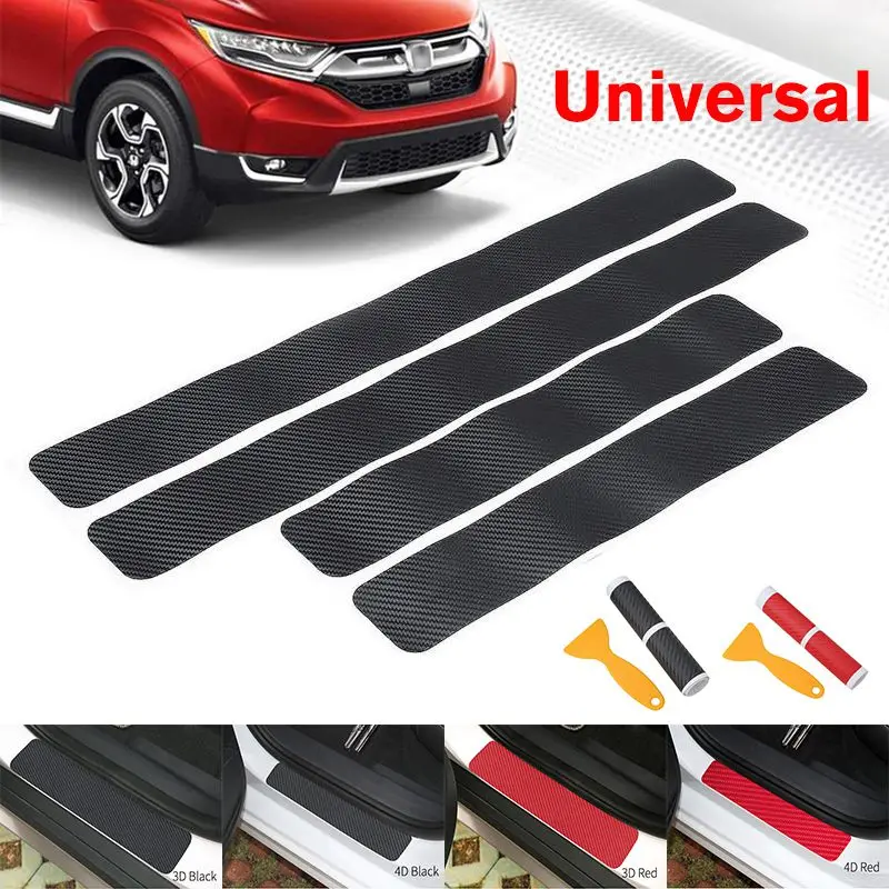 

4PCS 3D/4D Carbon Fiber Universal Dustproof Car Door Stickers Accessories Auto Parts Decorate Car Threshold Stickers Car Sticker