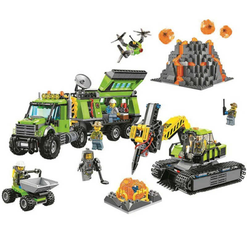

City Volcano Exploration Base Building Blocks Legoed City Bricks Construction Toy 60124 Figures Model Bricks Toys for Children
