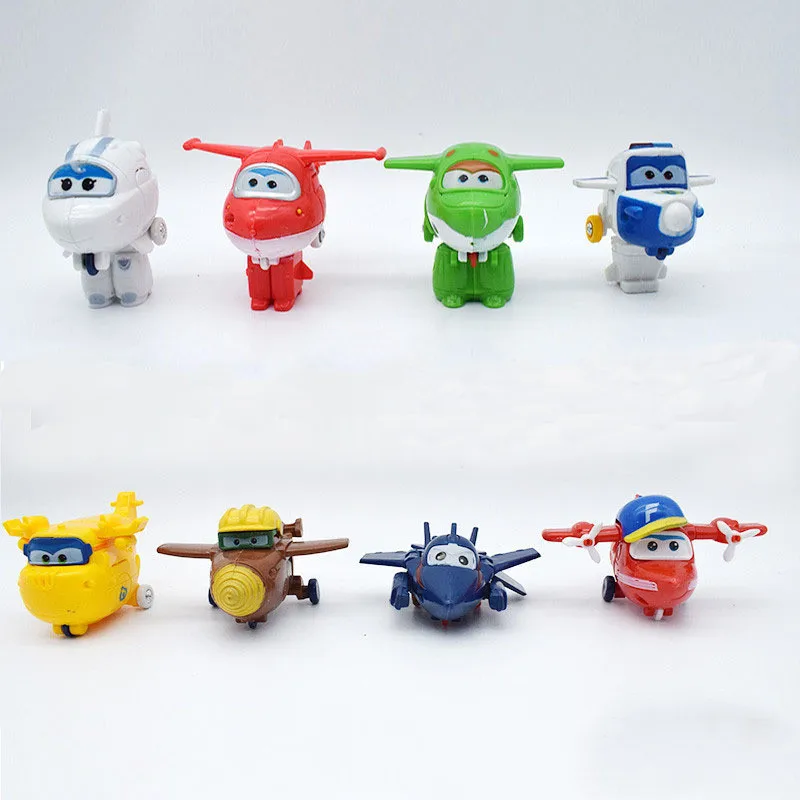

8Pcs/set MINI Anime Super Wings Model Mini Planes Transformation Airplane Robot Action Figures superwings toys Gift for children