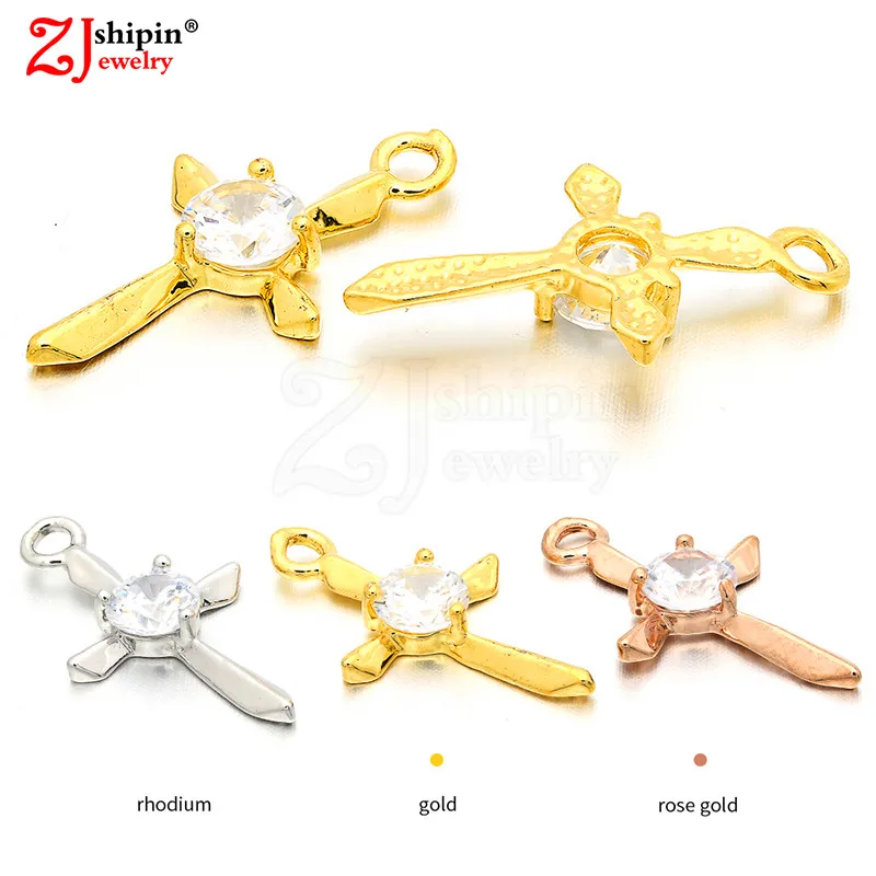 

2018 NEW High Quality Cubic Zirconia CZ Cross Pendant for Bracelet Necklace Earrings Jewelry Accessories DIY Making