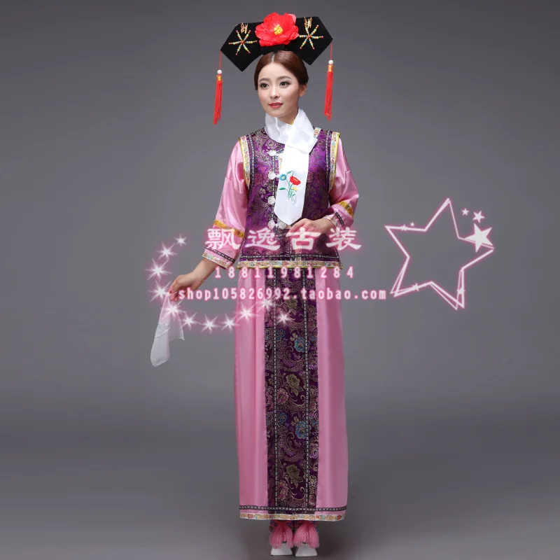 Костюм принцессы династии Цин Моя прекрасная принцесса шангцю древний дворец бусина на замке занавеска "Флаг" маньчжу суд одежда