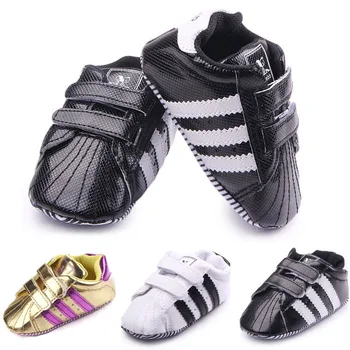 

2018 New Baby Toddler Shoes Newborn Baby Boys Girls First Walkers Stripe PVC Soft Bottom Shoes Non-slip Footwear Infant Shoes