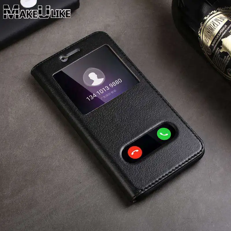 

Genuine Leather Case For Huawei Honor 9 Magnetic Protective Cover Window View Coques For Huawei Honor 9 Flip Case Fundas