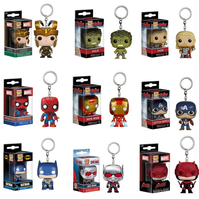FUNKO POP Marvel Мстители бесконечные войны Локи Человек паук Дэдпул Бэтмен Брелок