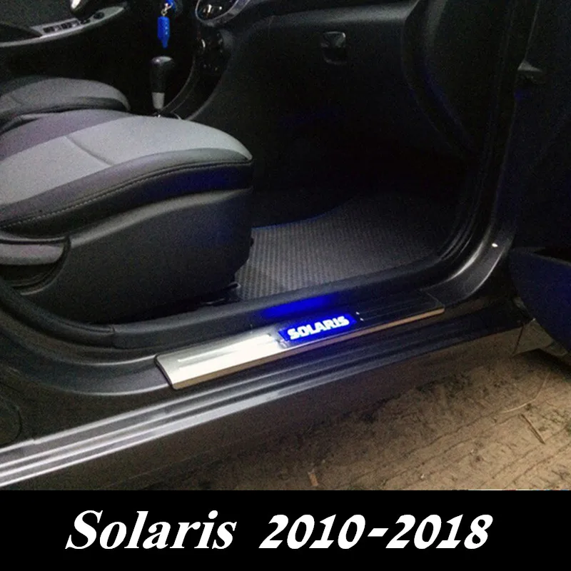 

LED Door Sills Plates for Solaris 2010-2020 Stainless Steel Car Door Sill Guard Plates for Hyundai Solaris 2 2019