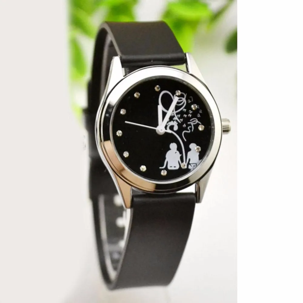 Hot Lovers Fashion Women Girls Watch Korean Leather Strap High quality Quartz Watches Loverwatch Free shipping 2