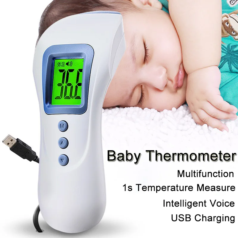 

Baby Infrared Digital Thermometer LCD Non-Contact Forehead Children Temperature Measurement Monitor USB Charge For Adult Kids