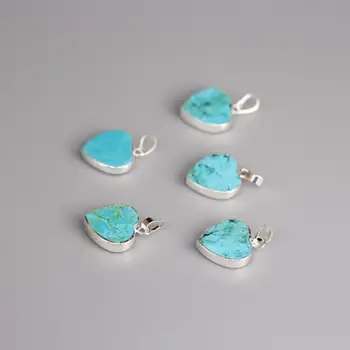 

Silver Plated Heart Love Shape Charms Raw Turquoises Pendants,5pcs/lot,Blue Howlite Slab Slice Nugget Pendants Necklace Jewelry