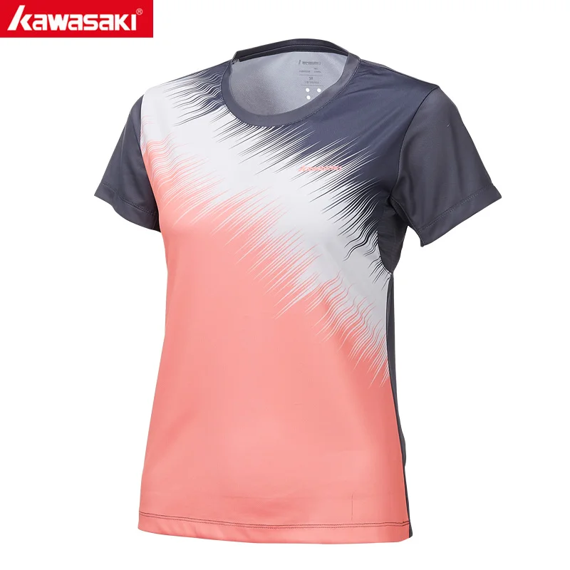 Летние спортивные рубашки KAWASAKI, Спортивная женская футболка для фитнеса, Спортивная, с коротким рукавом для ракеток для бадминтона и тенниса, футболка ST-T2026