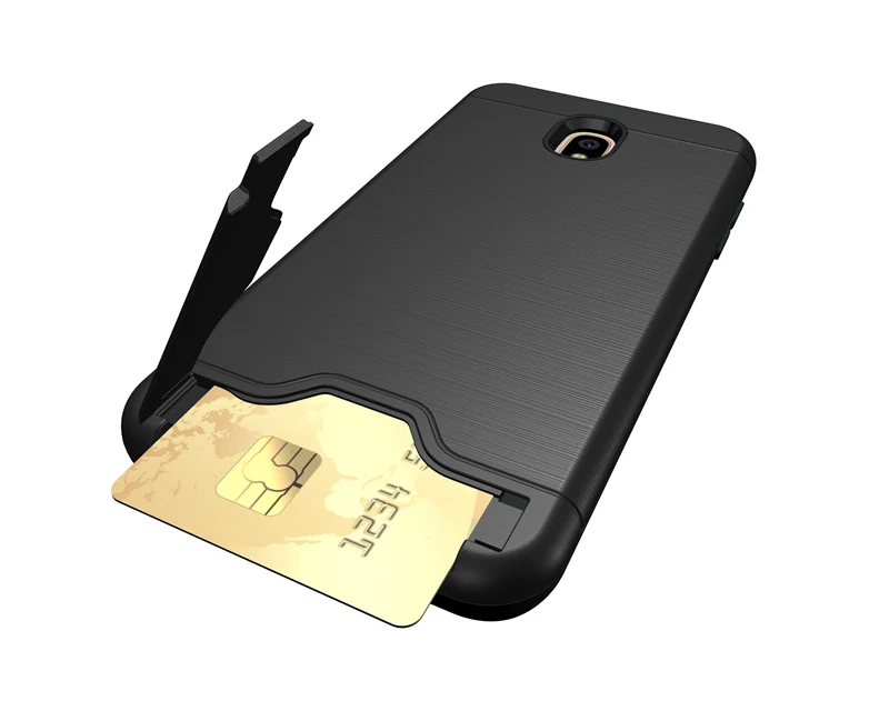 

New Case For Samsung Galaxy S9 Plus A8 Plus J3 J7 2018 Case Stand Holder Cover Hidden Card Slot Phone Cases Brushed Case Capa
