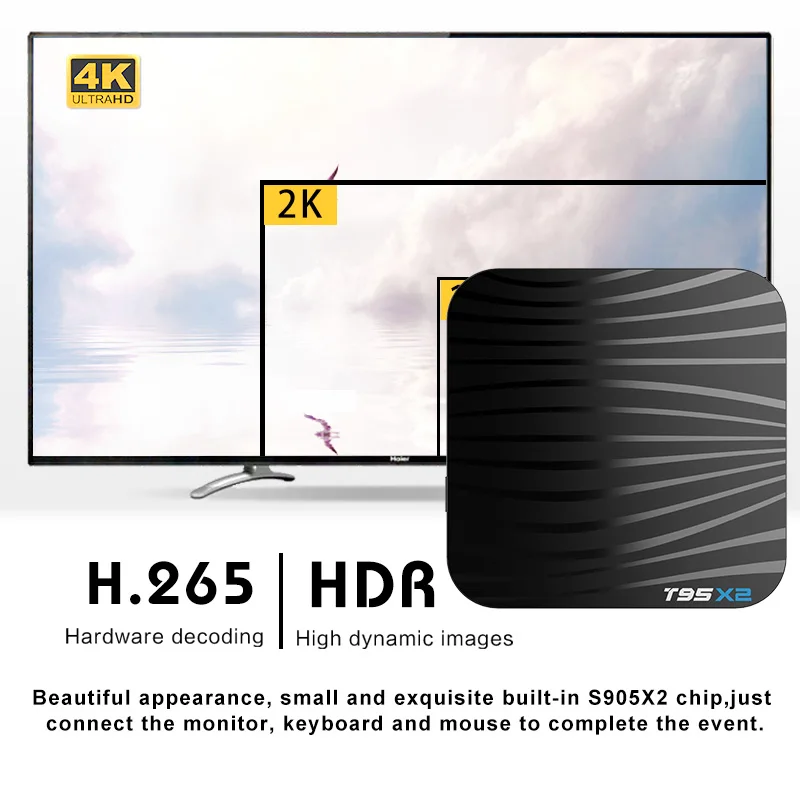  T95X2 Smart TV BOX Android 8.1 4GB 32GB 64GB Amlogic S905X2 Quad Core H.265 4K USB3.0 5G WIFI Optio - 33012658323