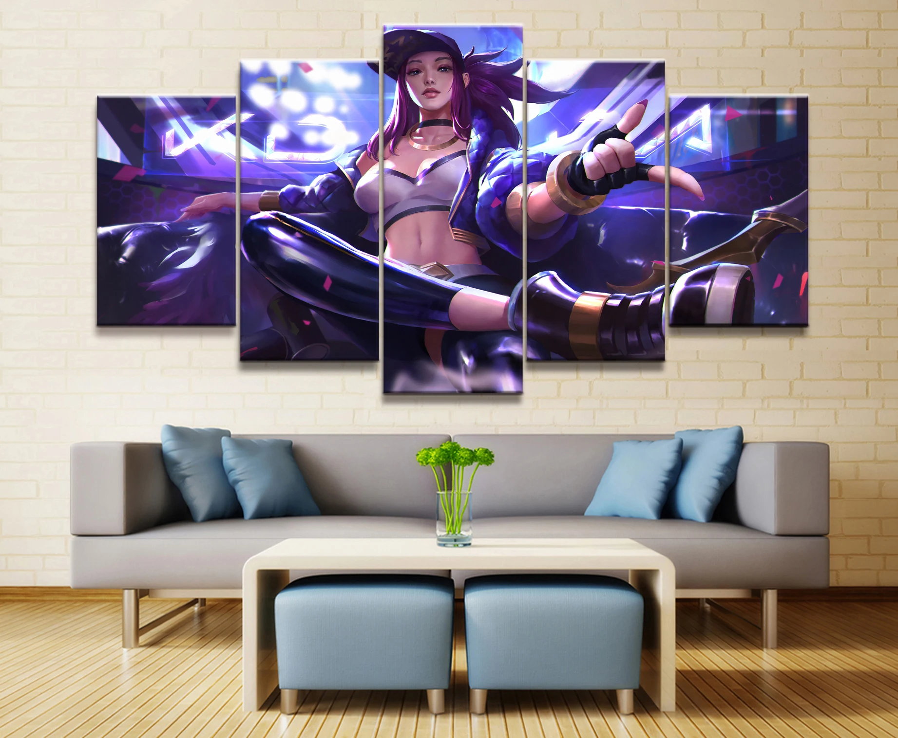 Waliicorners Home Decor Modular Canvas Picture 5 Piece Akali K/DA League of Legends LOL Game Painting Poster Wall For Home Canvas 7