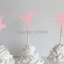 Розовый танцоров блеск Кекс Toppers свадьбу еду выбирает день рождения день святого валентина свадебный душ партия декор торт топпер