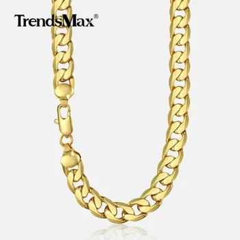 

Trendsmax Gold Cuban Link Chain Necklace for Mens Boys Hip Hop Necklace Male Collar Fashion Jewelry Gifts Gold Pink KGN270/321