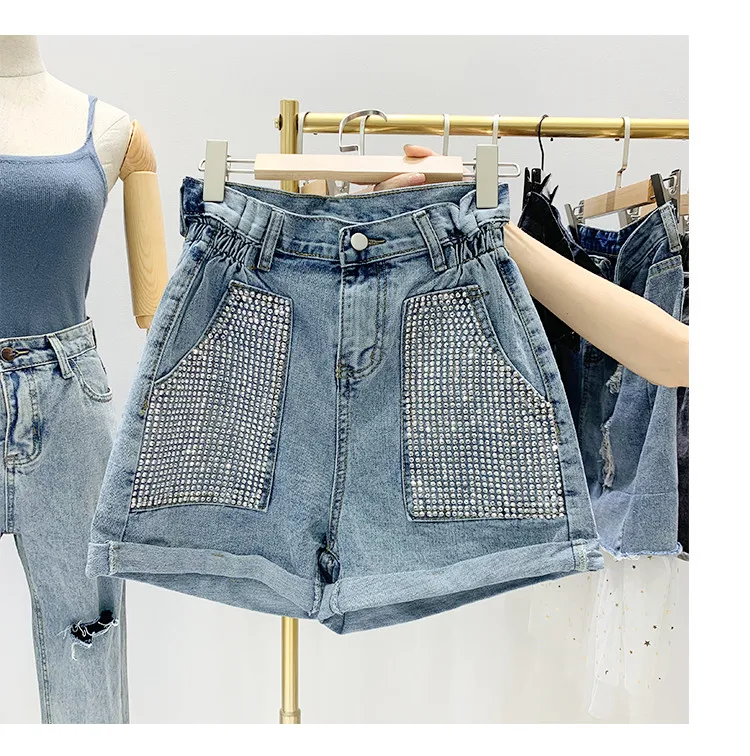 Высокая Талия яркое женские джинсовые шорты Летняя мода свободный уличная ретро джинсовые шорты с карманом Femme