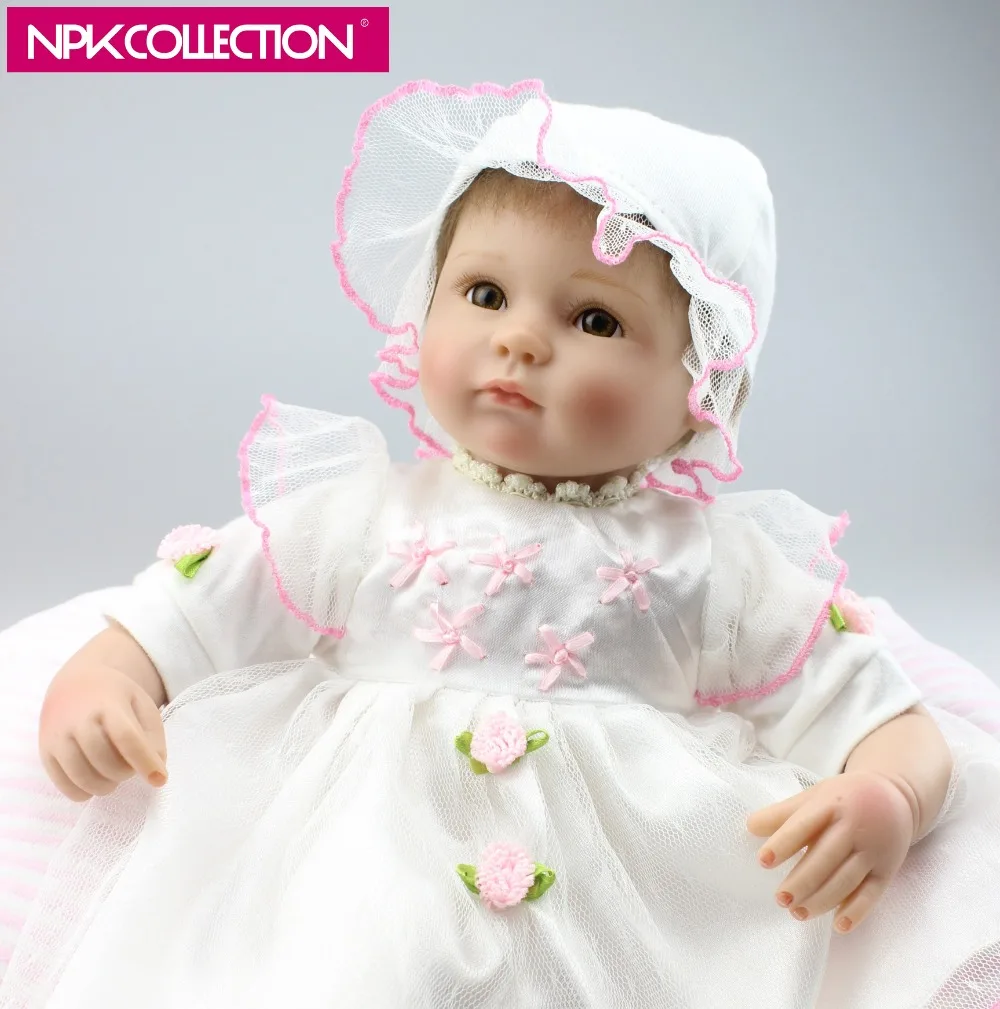 NPK 17 дюймов Мягкие силиконовые тела винил конечностей Reborn Baby обниматься кукла