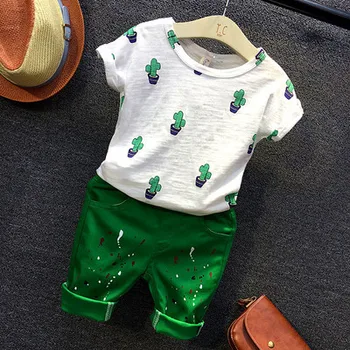 

boys summer clothes cotton baby boys suit cactus tshirt+pants 2pcs for kids clothe boy children clothes for party roupa infantil