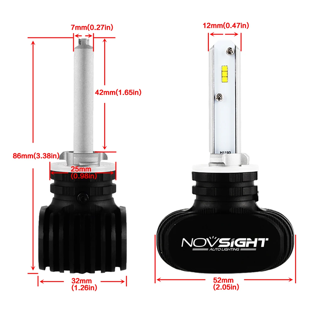 Novsight светодиодный H11 H7 H4 H1 8000LM 50 Вт 6500 к автомобильный головной светильник H3 9005 9006 880 881 Автомобильная Противо-Туманная светильник лампочка