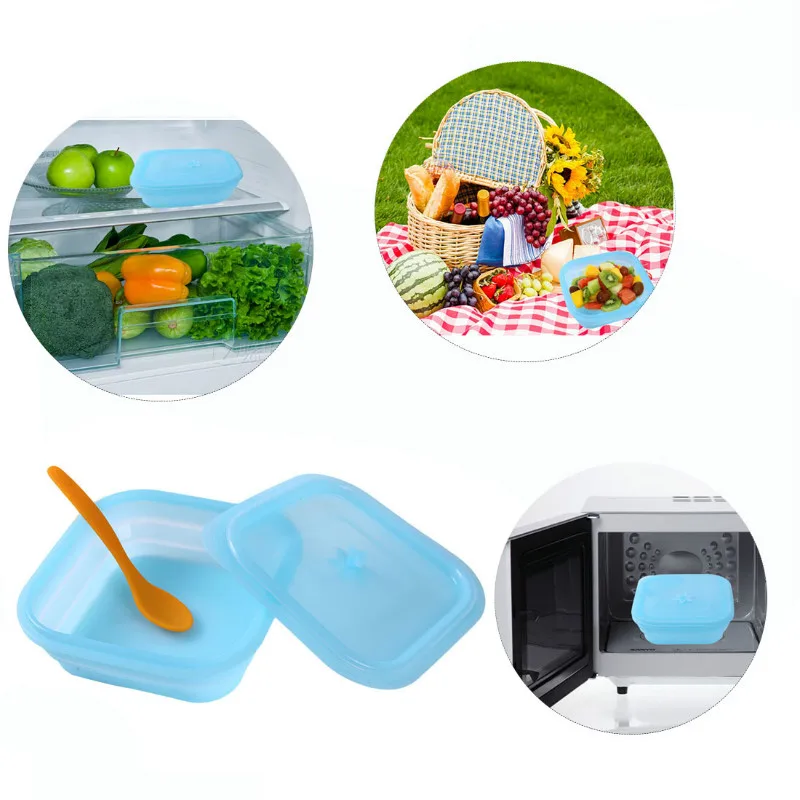Silicone Collapsible Portable Food Bento Folding Dinnerware Container
