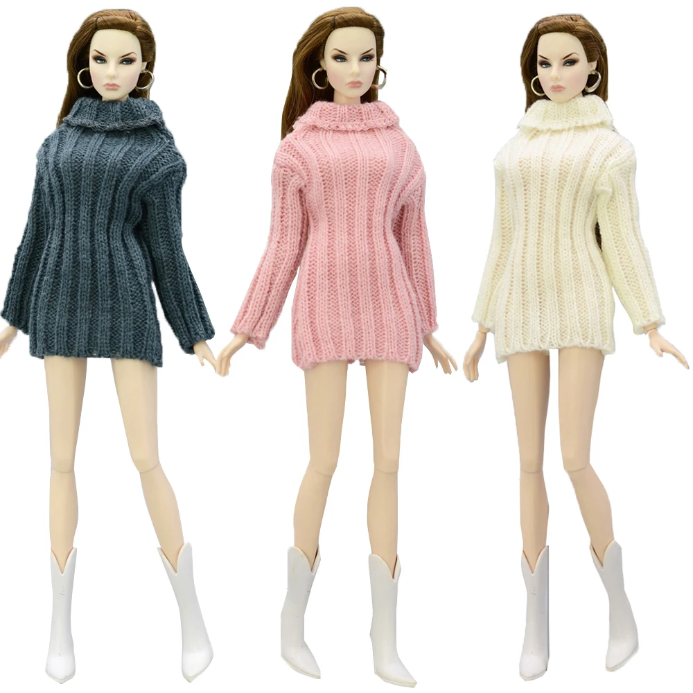 NK 3 шт./компл. Кукольное пальто чистая одежда ручной работы вязаный свитер ручной работы платье для куклы Барби аксессуары для девочек подарки куклы игрушки DZ