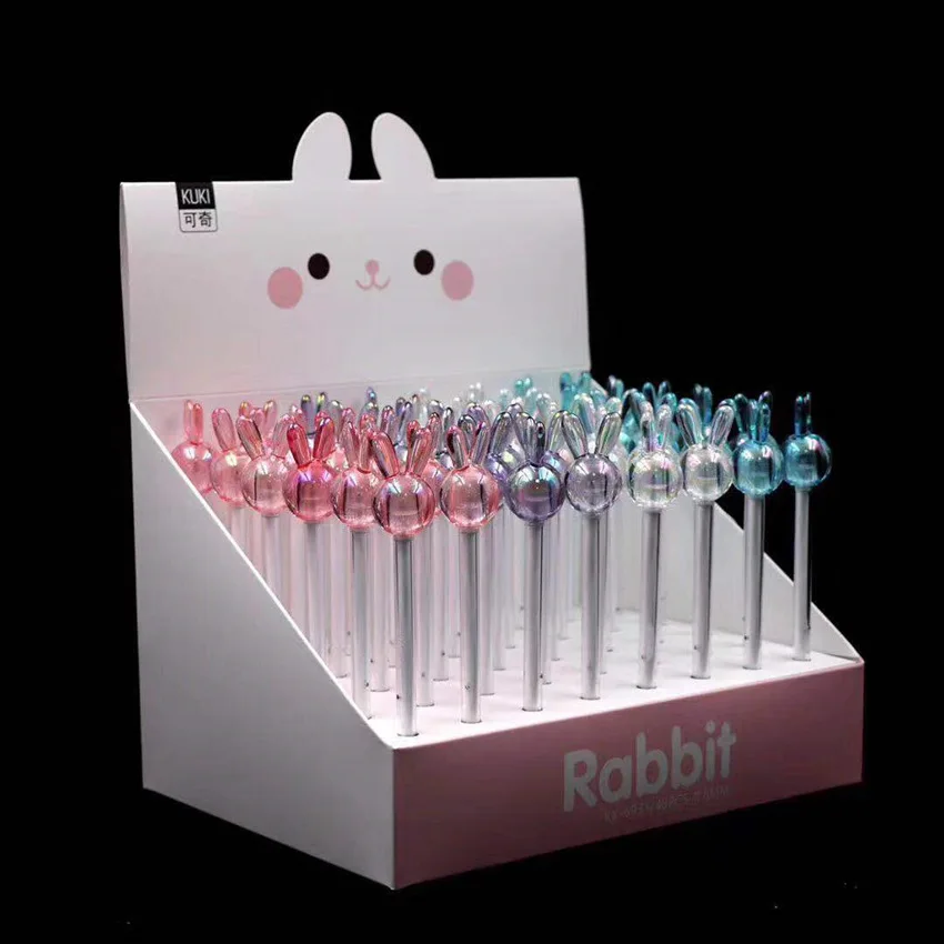 

48 Pcs Gel Pens Crystal Rabbit Black Colored Gel-ink Pens for Writing Cute Stationery Office School Supplies 0.5mm