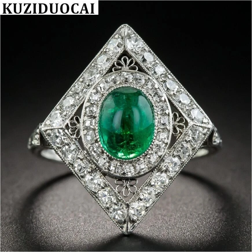

Kuziduocai 2018 New Fashion Fine Jewelry Stainless Steel Spar Zircon Openwork Carving Square Wedding Rings For Women Gifts R-645