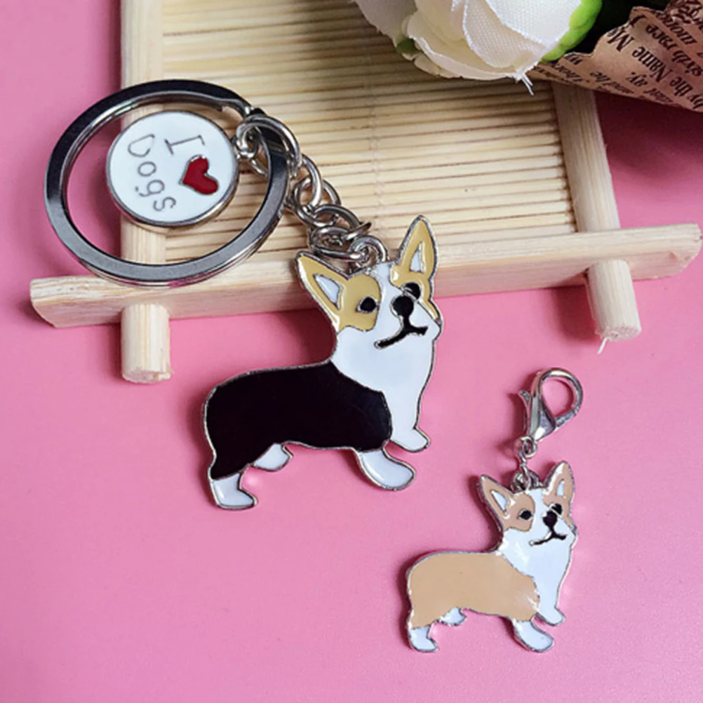 

Metal PET Key Chain Welsh Corgi Dogs Key Ring Bag Charm Wholesale Lovely Keychain Car Keyring Gift Women Jewelry Drop Shipping