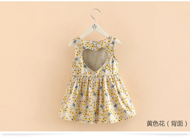 2018 Summer 2-10 Years Sexy Heart Shape Backless Floral Full Print Princess Dance Party Prom Little Kids Girl Cottoning Dress (4)