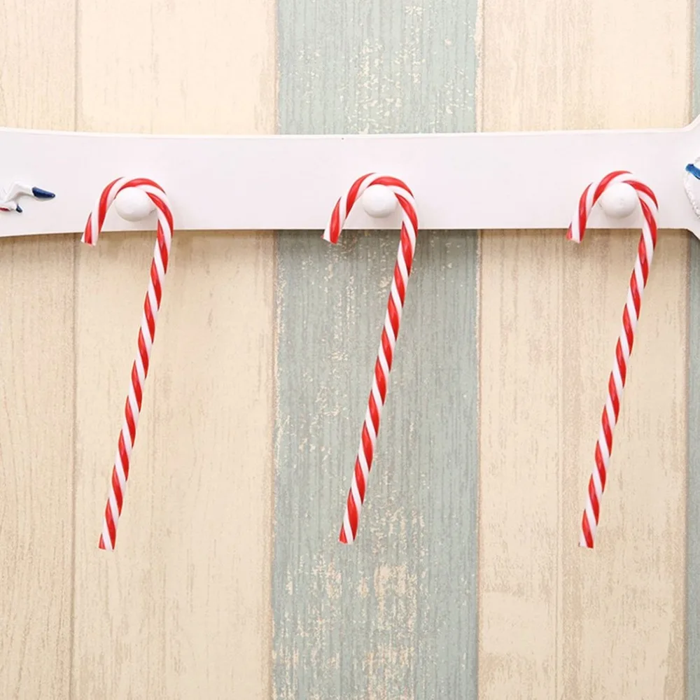 

6pcs Christmas Tree Ornament Plastic Candy Cane Christmas Tree Decoration Pendant Holiday Ornaments Striped Candy Cane Sticks
