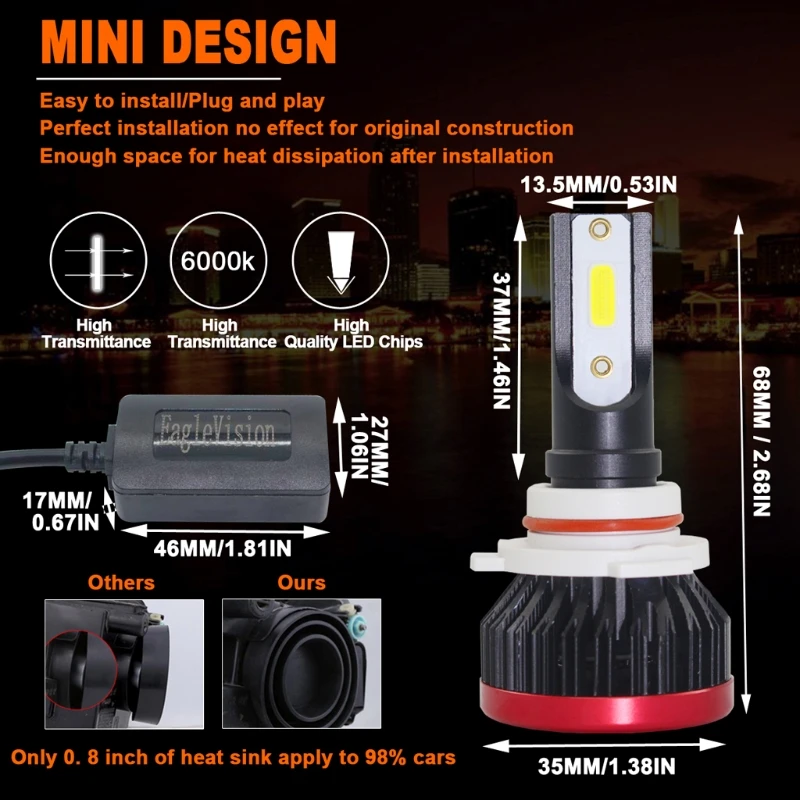 DC12V 9005/9006/H11/H4/H7 100W 20000LM LED Chips Headlight Fog Light Bulb Qualitied Conversion Lamp Automobiles 6000K White Lamp
