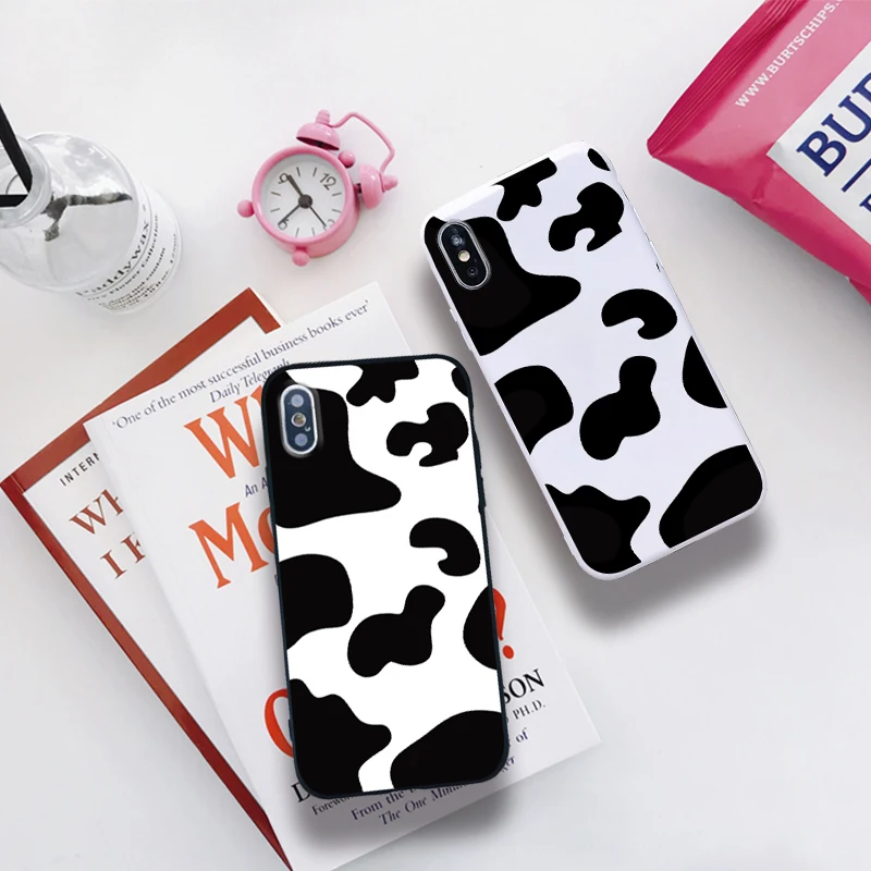 

cow print soft Silicone Black white cover phone case for iPhone X XR XS MAX 6 7 8 plus 6s for Apple best design Housing
