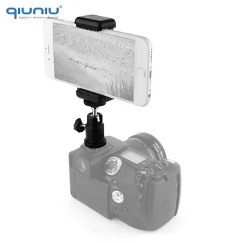

QIUNIU Flash Hot Shoe 1/4 Adapter Cradle Ball Head Ball with Lock+ Phone Clip Bracket Holder Mount for Nikon DSLR SLR Cell Phone