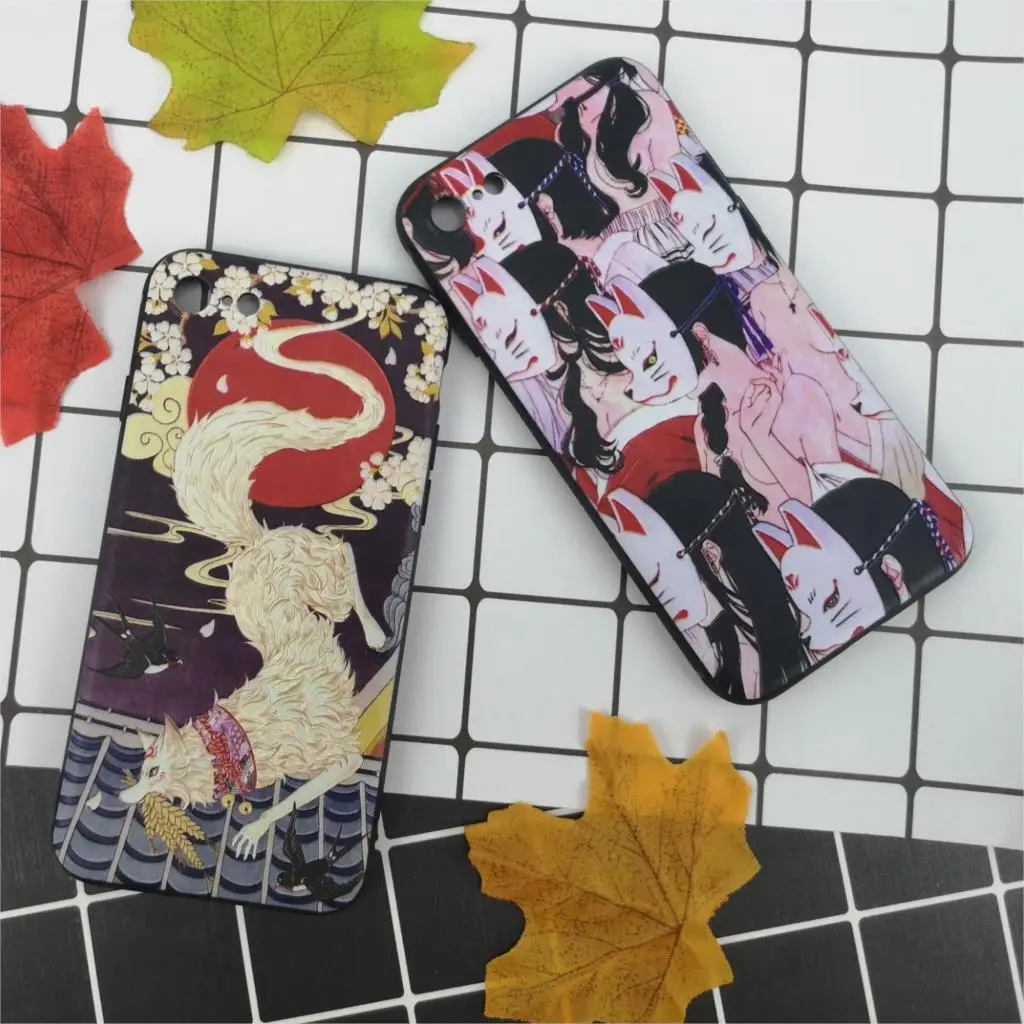 

3D Emboss For iPhone 7 8 6 6s plus x xs max xr Case Soft Silicone Fox Cat Pattern Anime Cute Full Protection Relief Printing TPU