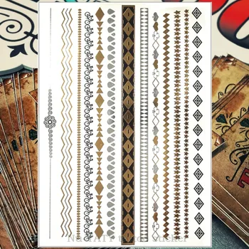 

Nu-TATY 24 style Temporary Tattoo Body Art, Large golden Love Stars Designs, Flash Tattoo Sticker Waterproof 21*15cm