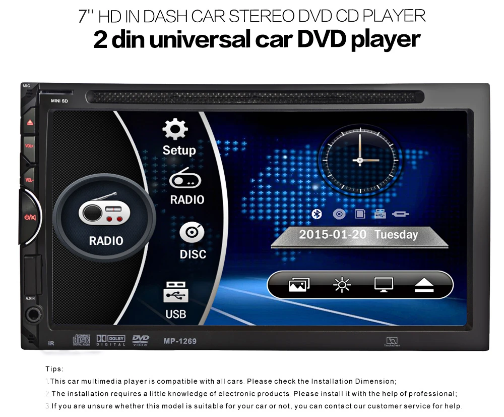 Universal 2 Din Car Stereo Dvd Cd Player 7 Inch Touch Screen Suppport Usb And Sd Card Playing Bluetooth Hands Free Call Fm Radio Radio Car Dvd Radio Warmerdvd Rip Aliexpress