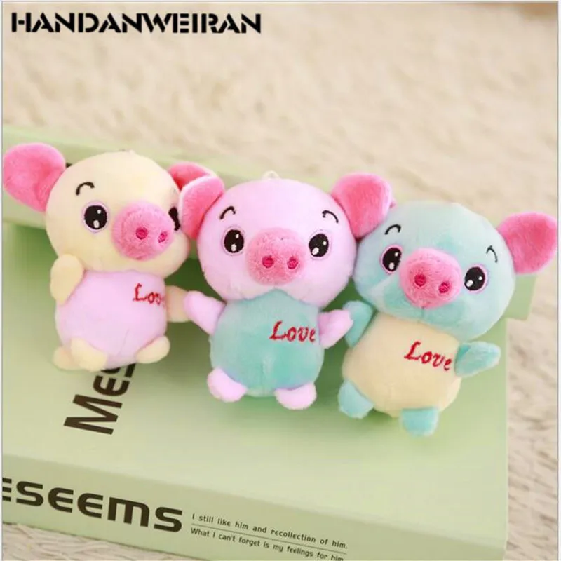 1PCS 12cm Kawaii Candy Color Love Pig Plush Toy Pendant Doll Stuffed Animal  Plush Toys Zodiac Pig New Year Gift For Girl