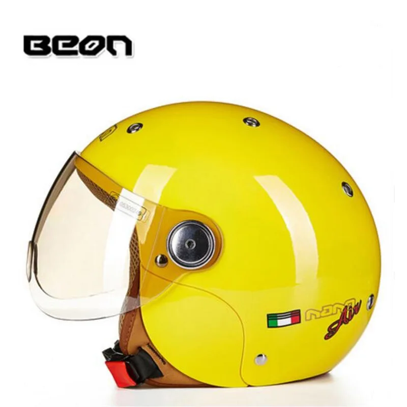 Новая Сертификация ECE BEON летняя безопасность детский мотоцикл шлемы детский мотоцикл шлем изготовлен из абс пластиковый козырек объектив - Цвет: Цвет: желтый