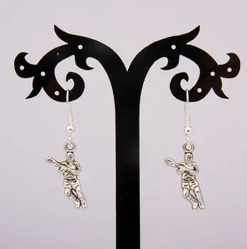 

2016 Hot Fashion Jewelry 50 Pair Vintage Silver Hockey Players Charm Pendants Earrings Summer Style For Women DIY S775
