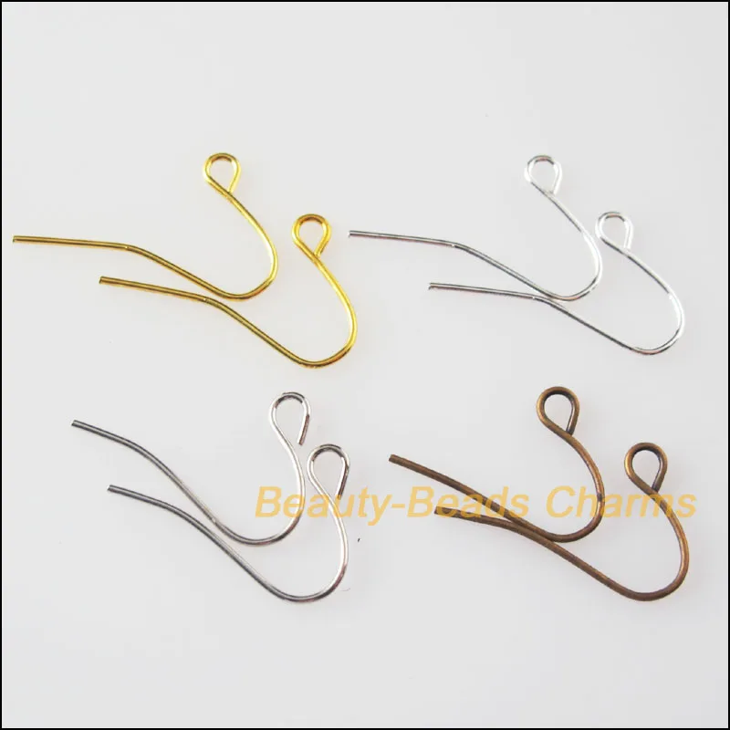 New 150Pcs Smooth French Earring Hooks 20mm Gold Dull Silver Bronze