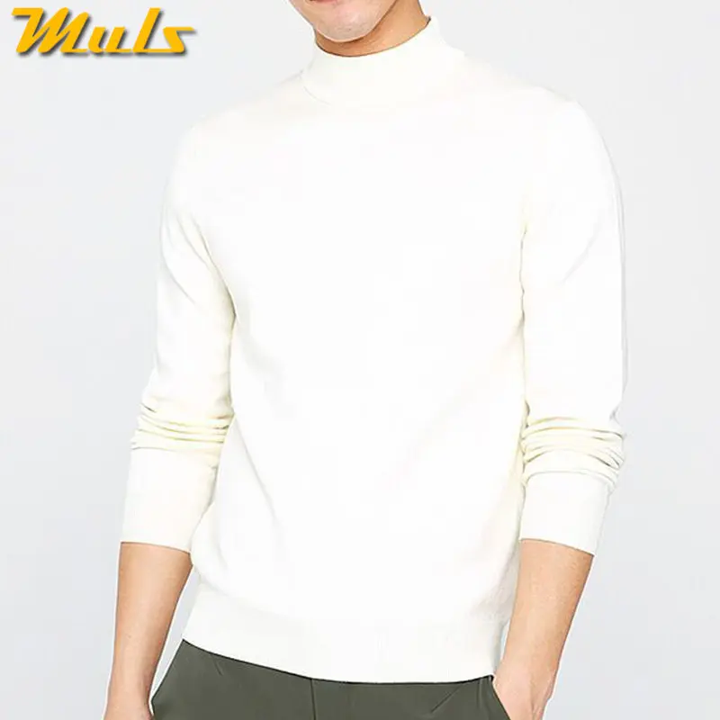 6XL Muls, винно-красный свитер с высоким воротом, мужские зимние толстые вязаные мужские пуловеры, осенний мужской свитер с высоким воротом, X'mas, плюс размер, 5XL - Цвет: White