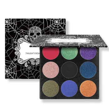 

Luckyfine 9 Colors Skull Eye Shadow Palette Halloween Matte Shimmer Diamond Foiled Eyeshadow Cosmetic Makeup Cosplay Tools Gift