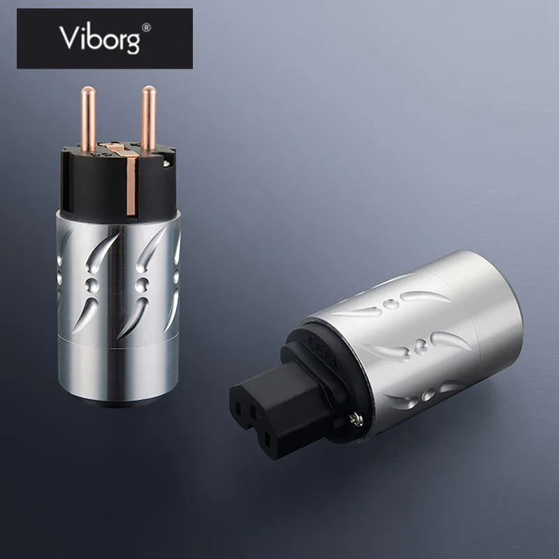 

Viborg EU Power Plugs Audio Connector Aluminous Shell 1 Pair HIFI Speaker IEC Audio Connector Ac Power Cord Plugs For Speaker