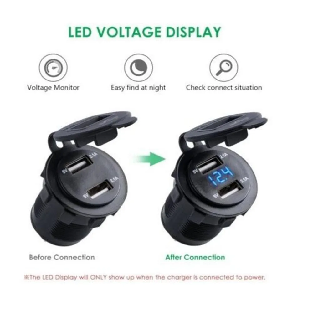12 В/24 В двойной USB автомобильный прикуриватель светодиодный вольтметр 4.2A переходник с гнездом для зарядного устройства Мини цифровой измеритель напряжения Тестер монитор