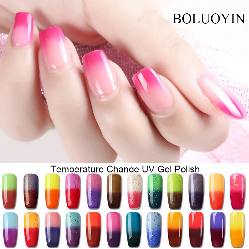 

BOLUOYIN UV Gel Nail Varnish Lacquer Temperature Change Color Gel Varnish Hot Sale Lucky UV LED Chameleon Thermo Gel Nail Polish
