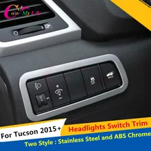 Car Headlight Switch Circle Decoration Trim Cover Headlights Switch Ring Sticker For Hyundai Tucson 2015 2016 LHD Accessories