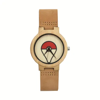 

2017 Hot Fashion Popular Pockemon Pattern Watch Nature Wood Original Wooden Bamboo Watch Men Teenager Quartz Watches Gift